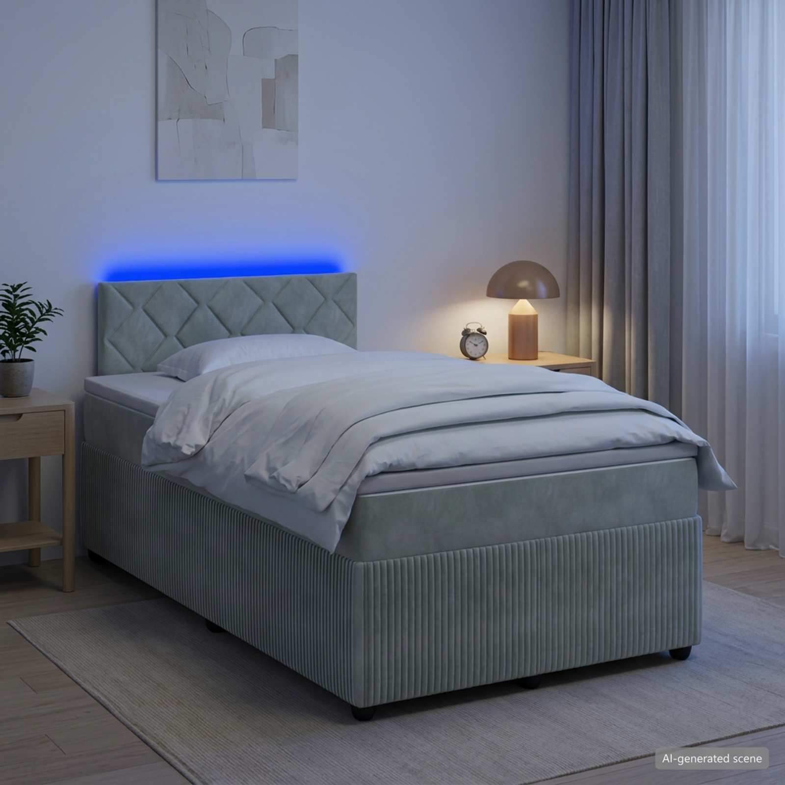 Boxspring krevet s madracem Svjetlosiva 120 x 190 cm Baršun