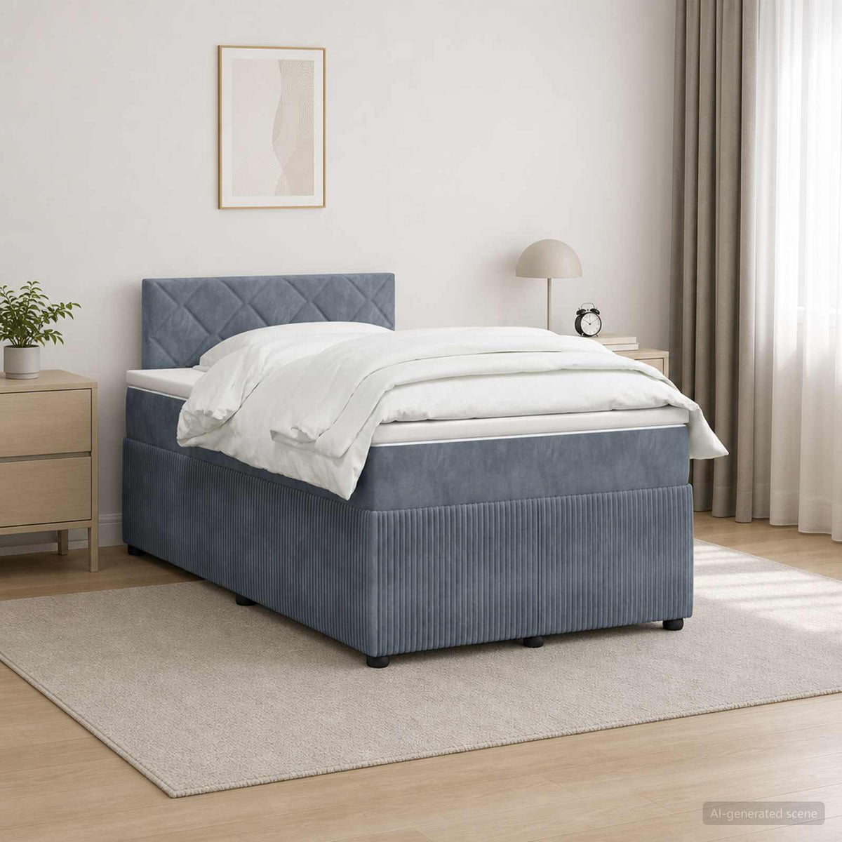 Boxspring krevet s madracem Tamnosiva 120 x 190 cm Baršun
