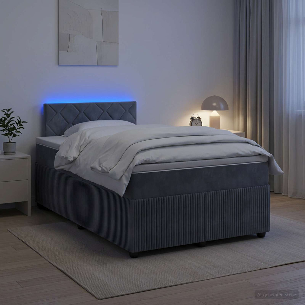 Boxspring krevet s madracem Tamnosiva 120 x 190 cm Baršun
