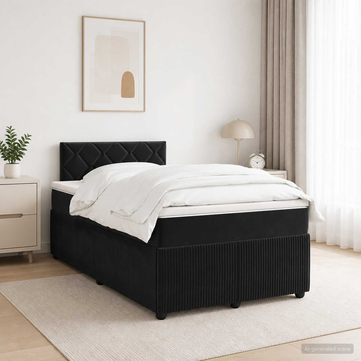 Boxspring krevet s madracem Crna 120 x 190 cm Baršun