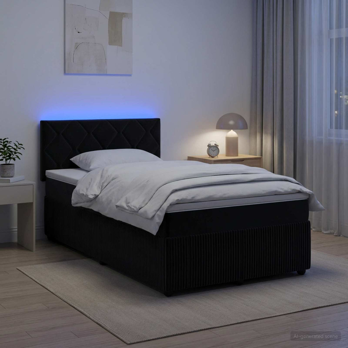 Boxspring krevet s madracem Crna 120 x 190 cm Baršun