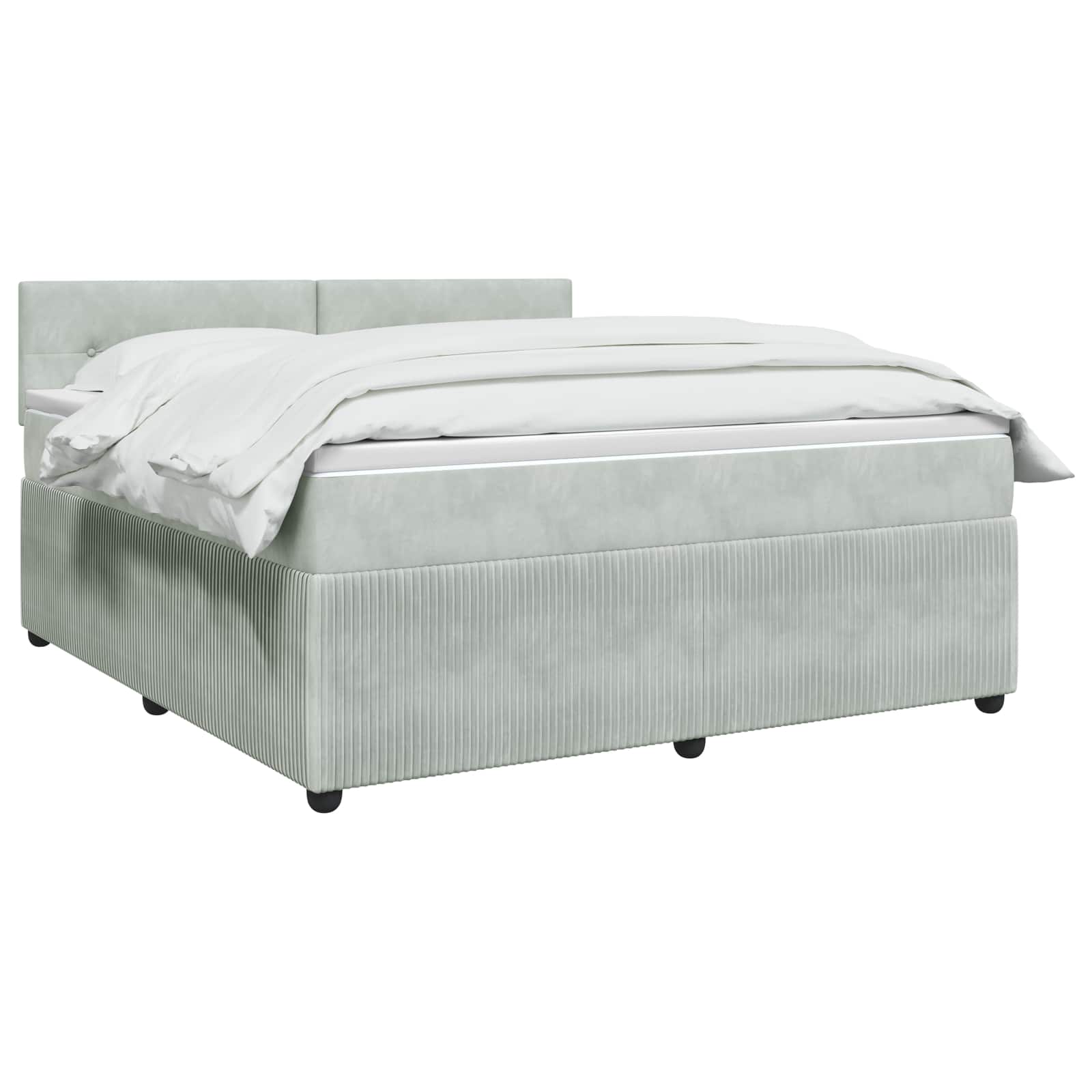 Boxspring krevet s madracem Svjetlosiva 160 x 200 cm Baršun