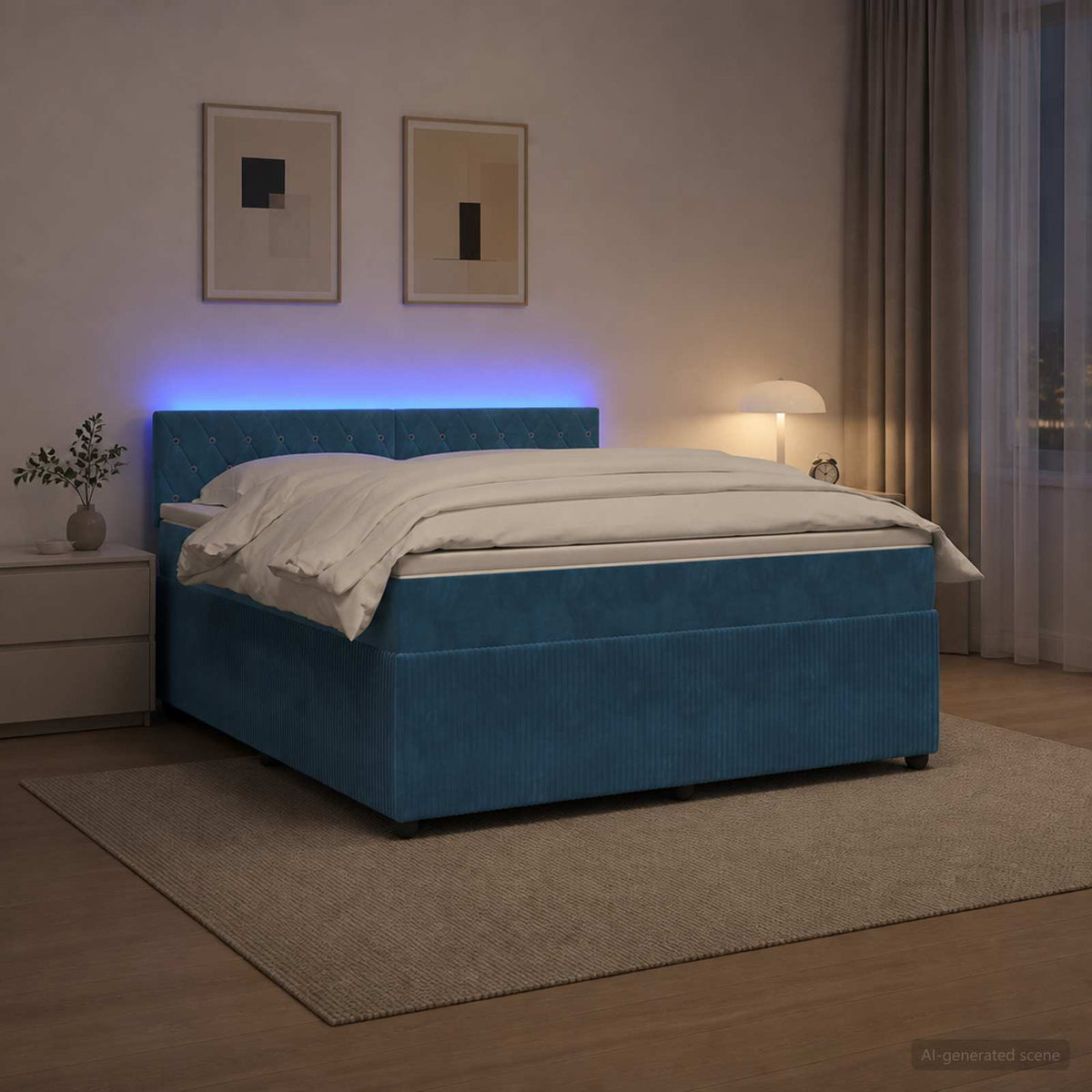 Boxspring krevet s madracem Plava 140 x 200 cm Baršun