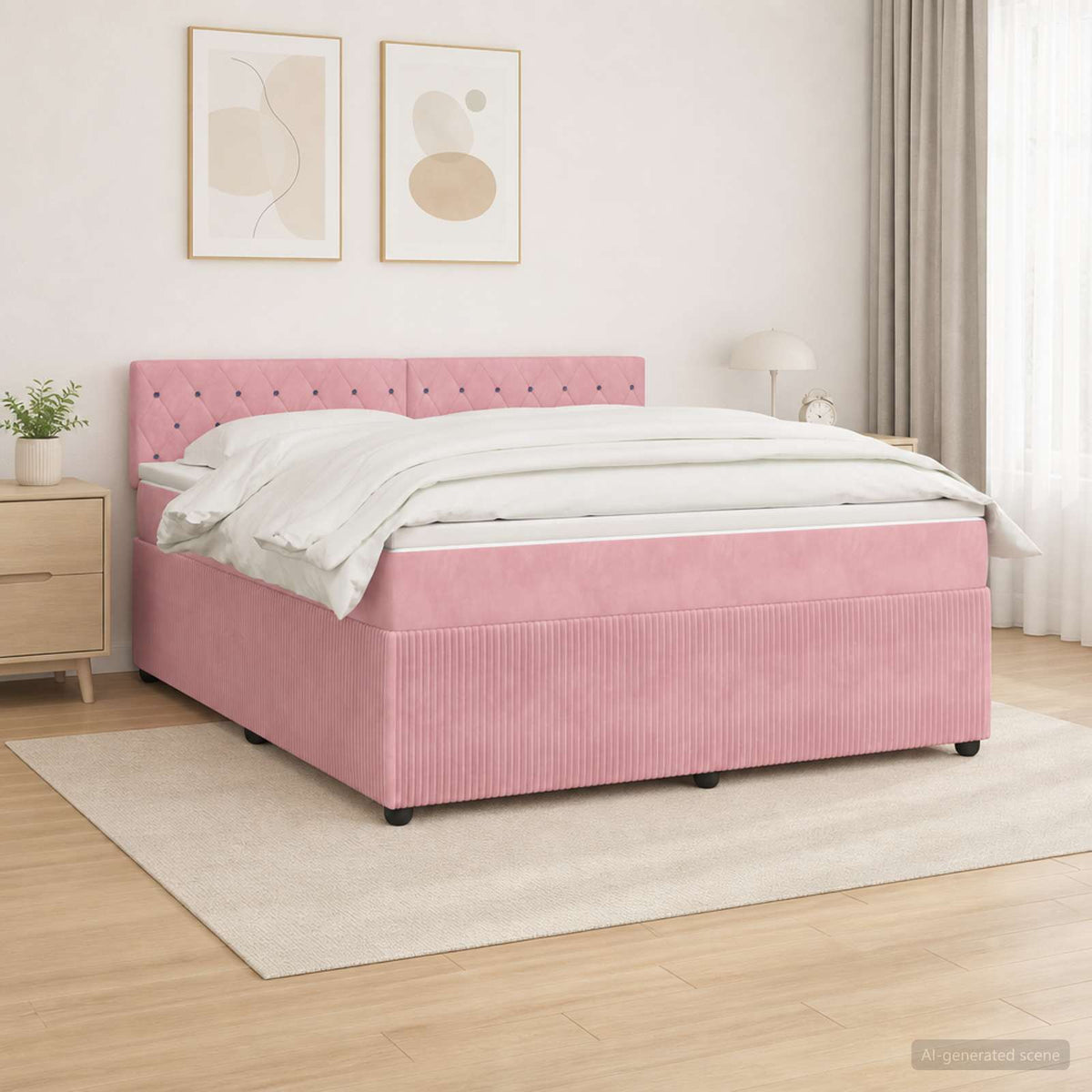 Boxspring krevet s madracem Ružičasta 160 x 200 cm Baršun