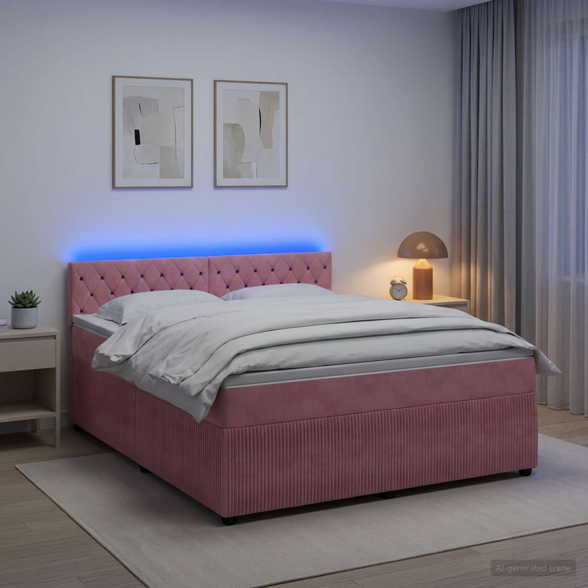 Boxspring krevet s madracem Ružičasta 160 x 200 cm Baršun