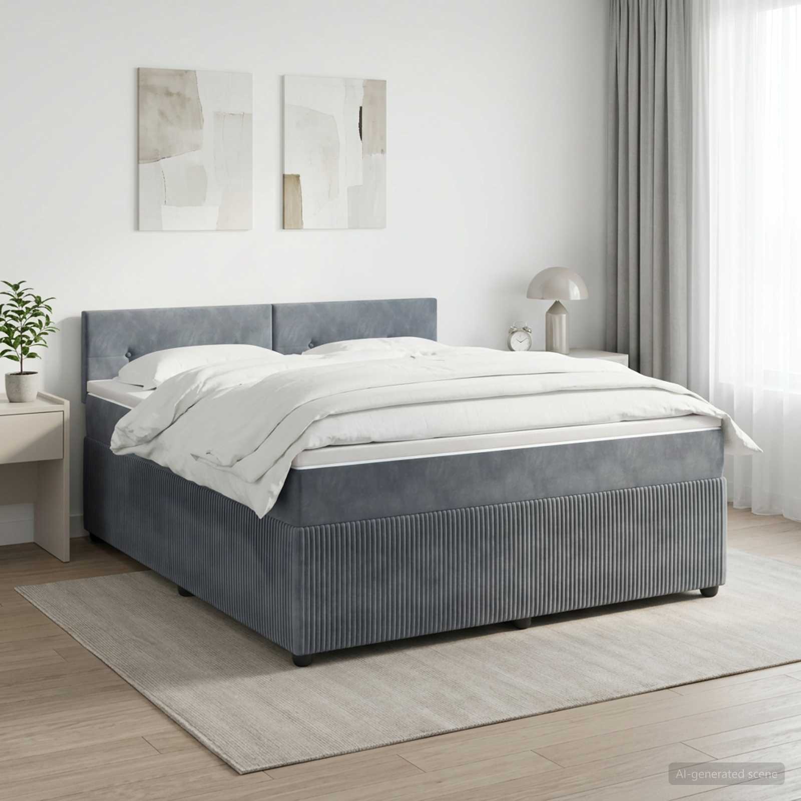 Boxspring krevet s madracem Tamnosiva 140 x 200 cm Baršun