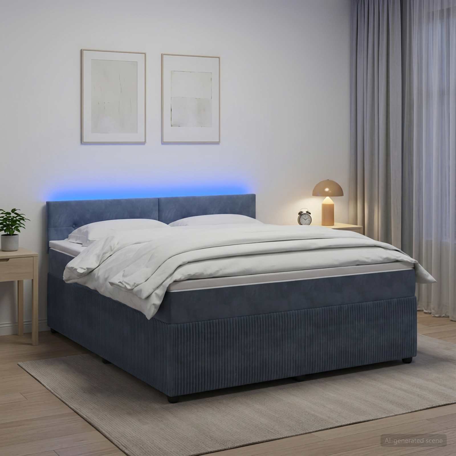 Boxspring krevet s madracem Tamnosiva 140 x 200 cm Baršun