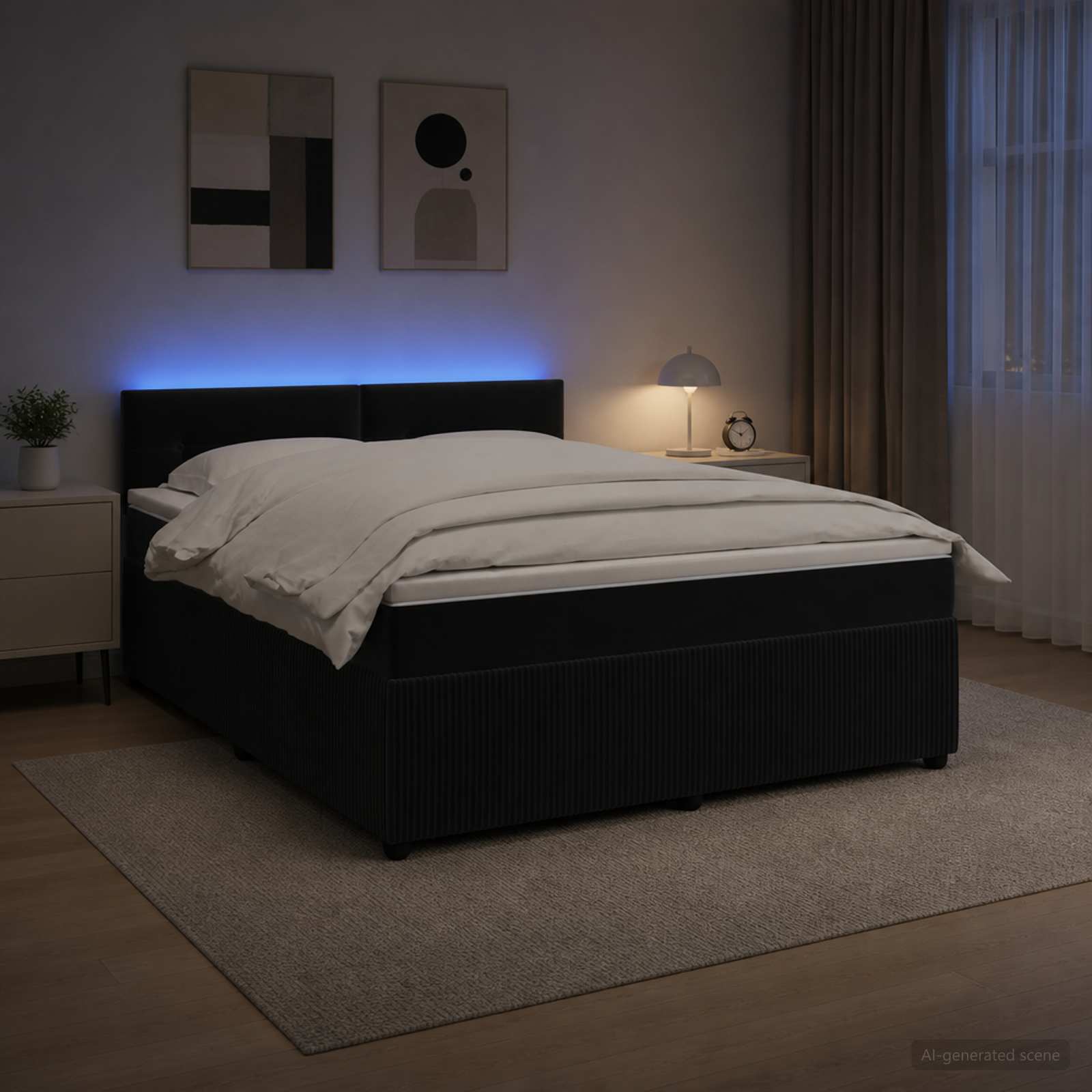 Boxspring krevet s madracem Crna 180 x 200 cm Baršun