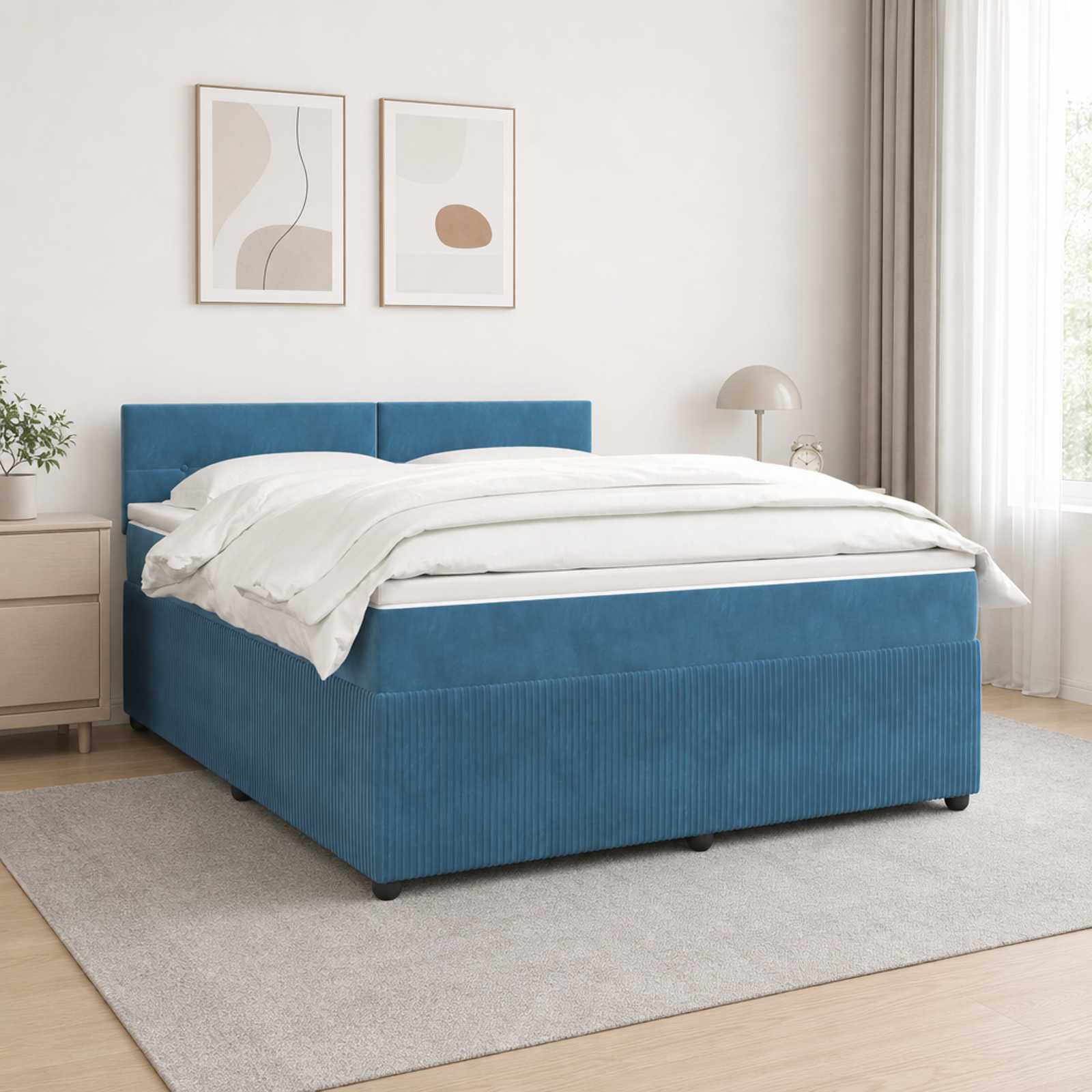 Boxspring krevet s madracem Plava 140 x 190 cm Baršun