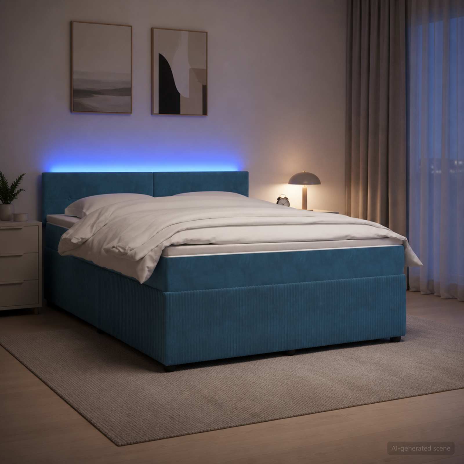 Boxspring krevet s madracem Plava 140 x 200 cm Baršun