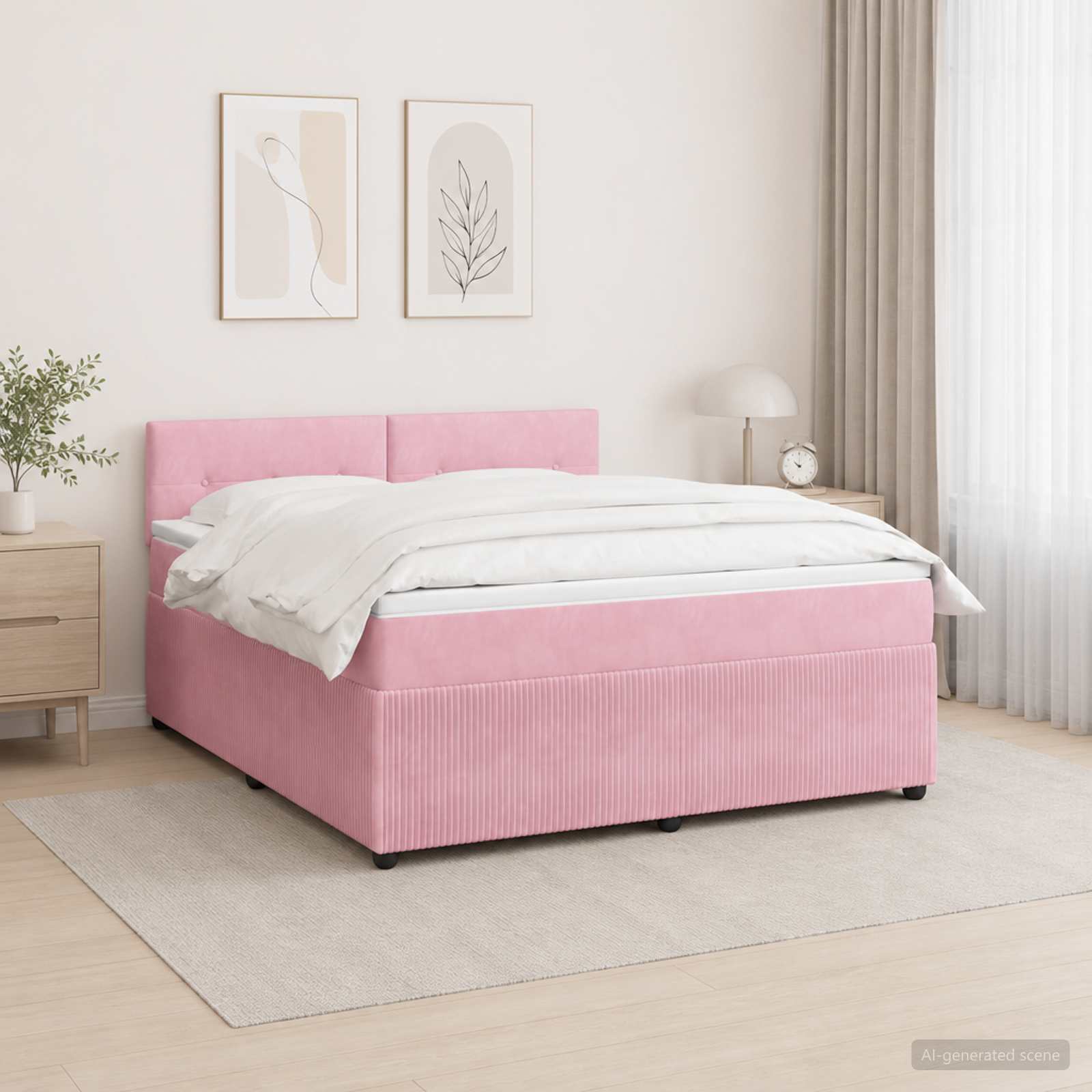 Boxspring krevet s madracem Ružičasta 180 x 200 cm Baršun