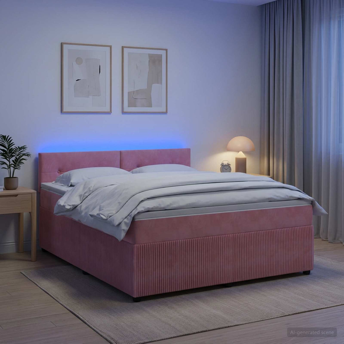 Boxspring krevet s madracem Ružičasta 140 x 200 cm Baršun