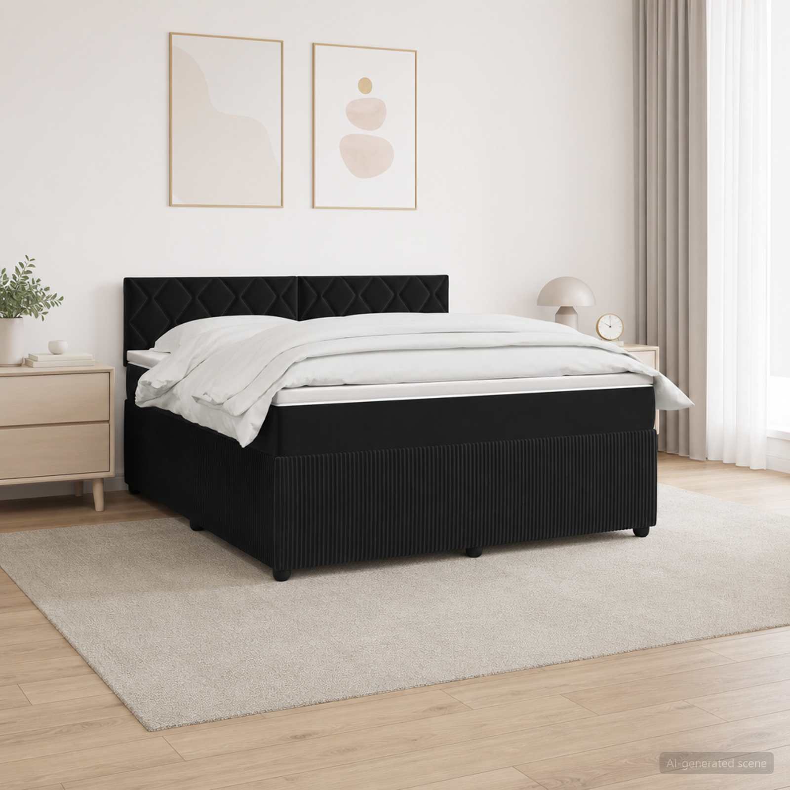 Boxspring krevet s madracem Crna 180 x 200 cm Baršun