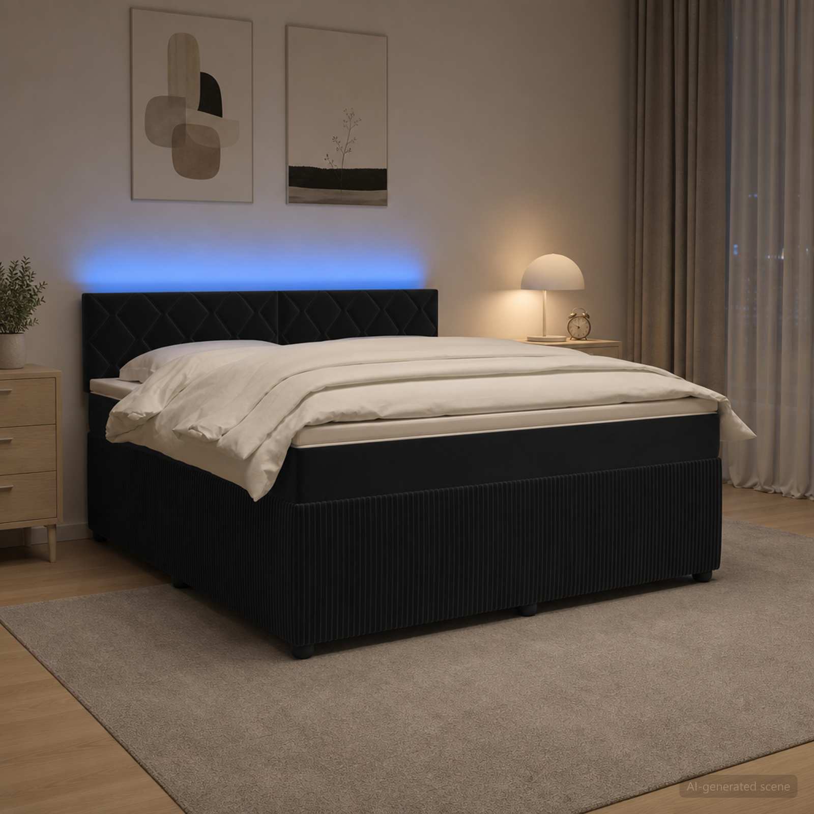 Boxspring krevet s madracem Crna 180 x 200 cm Baršun