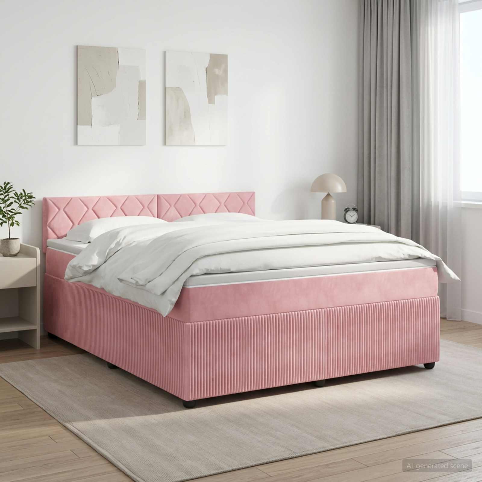 Boxspring krevet s madracem Ružičasta 140 x 200 cm Baršun