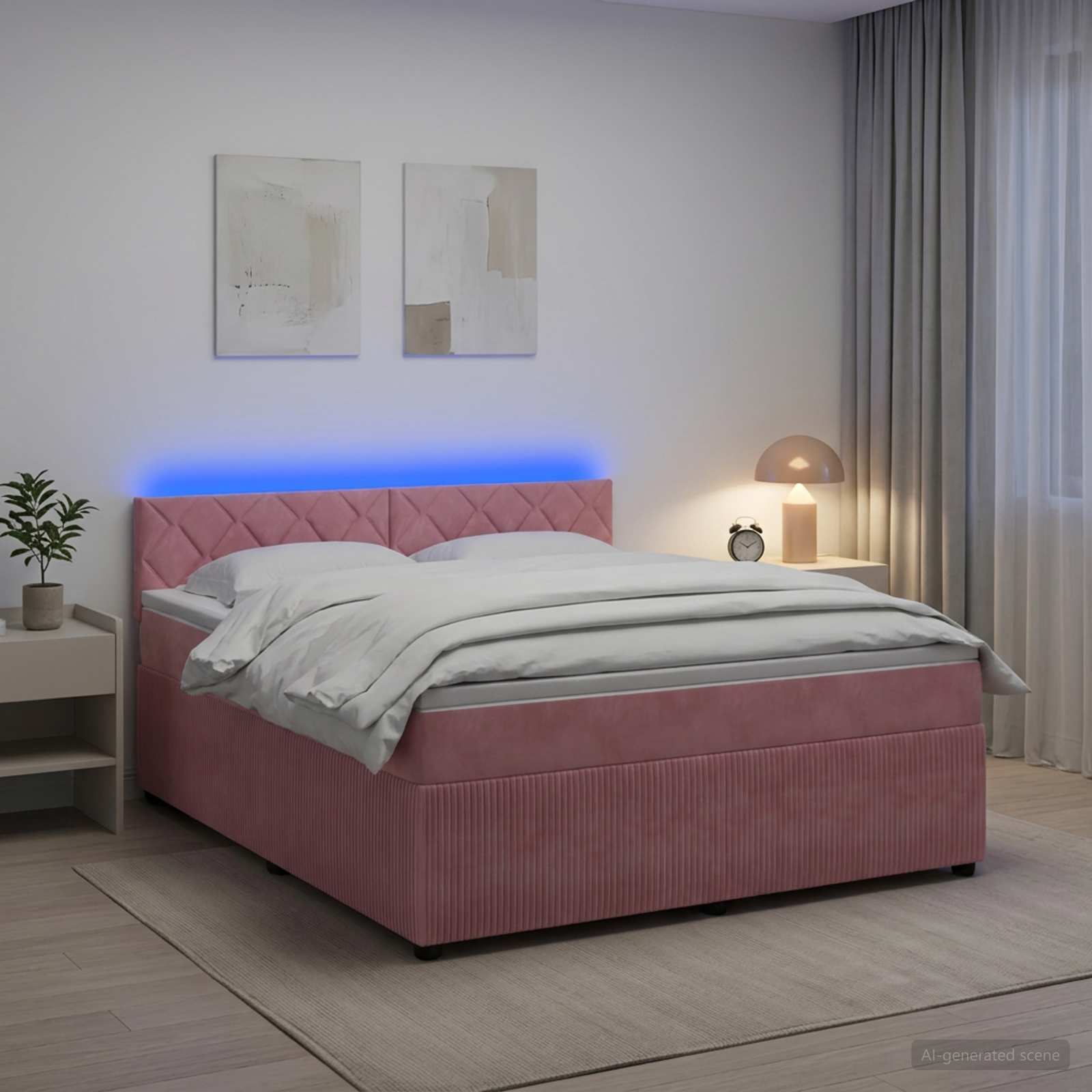 Boxspring krevet s madracem Ružičasta 140 x 200 cm Baršun
