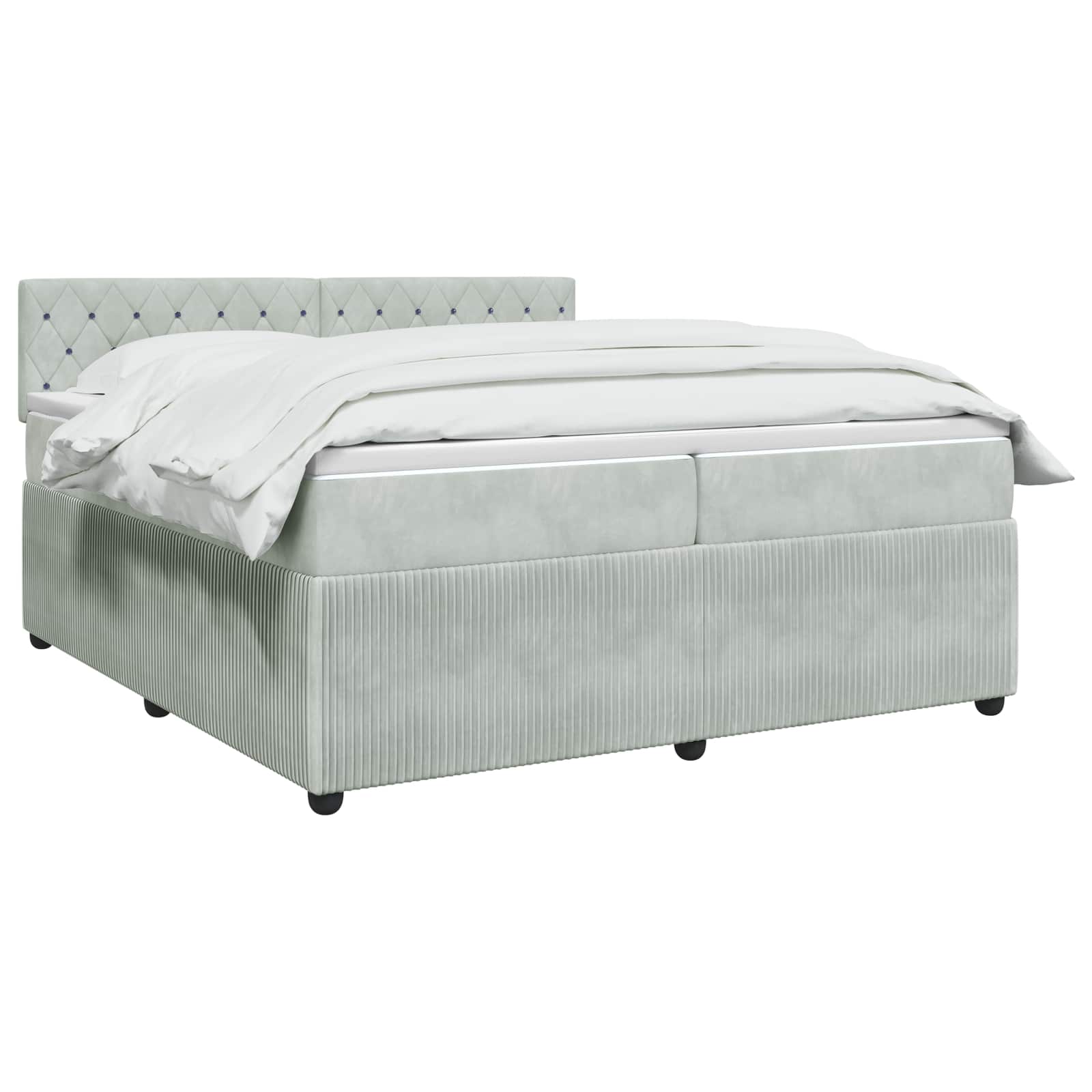 Boxspring krevet s madracem Svjetlosiva 200 x 200 cm Baršun