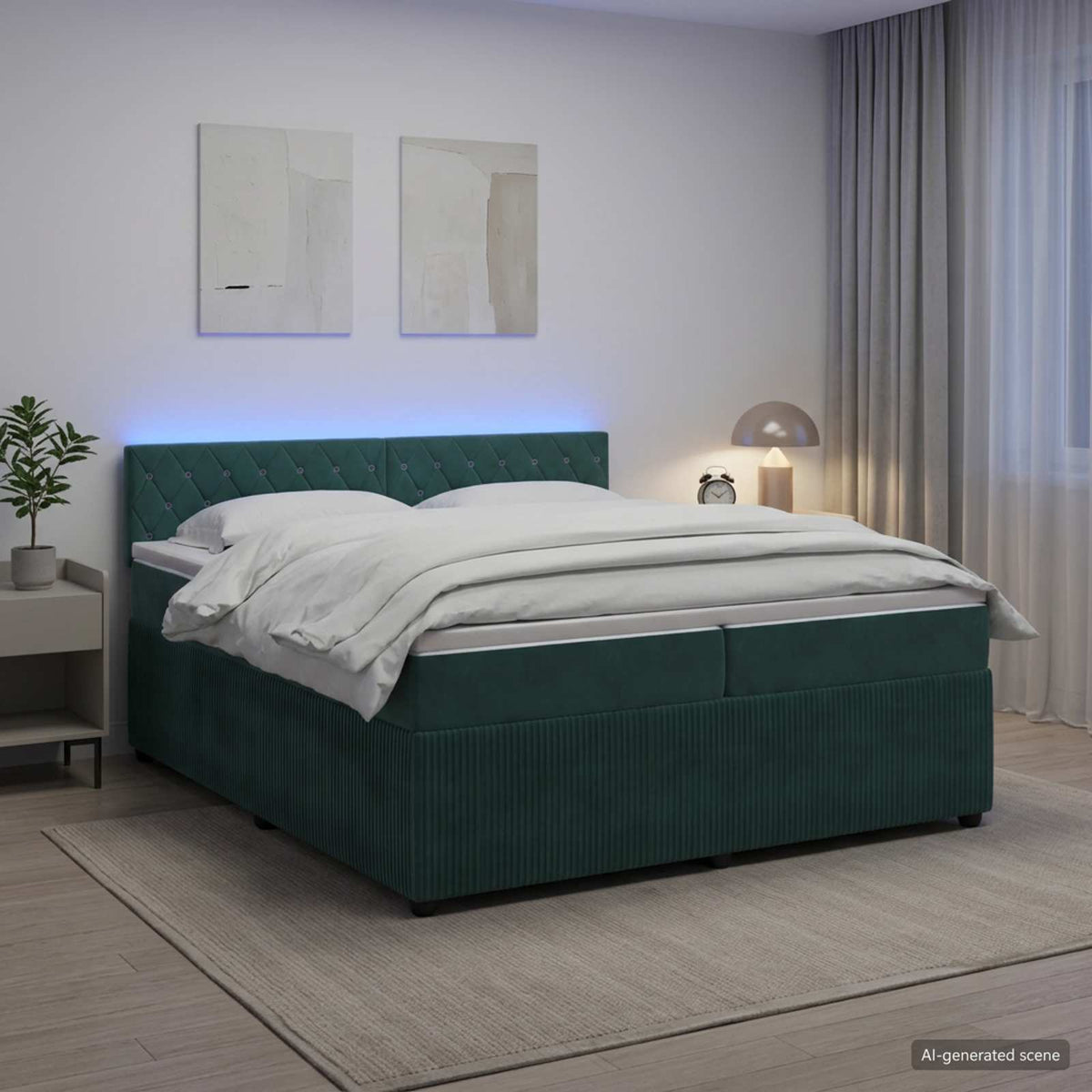 Boxspring krevet s madracem Tamnozelena 200 x 200 cm Baršun