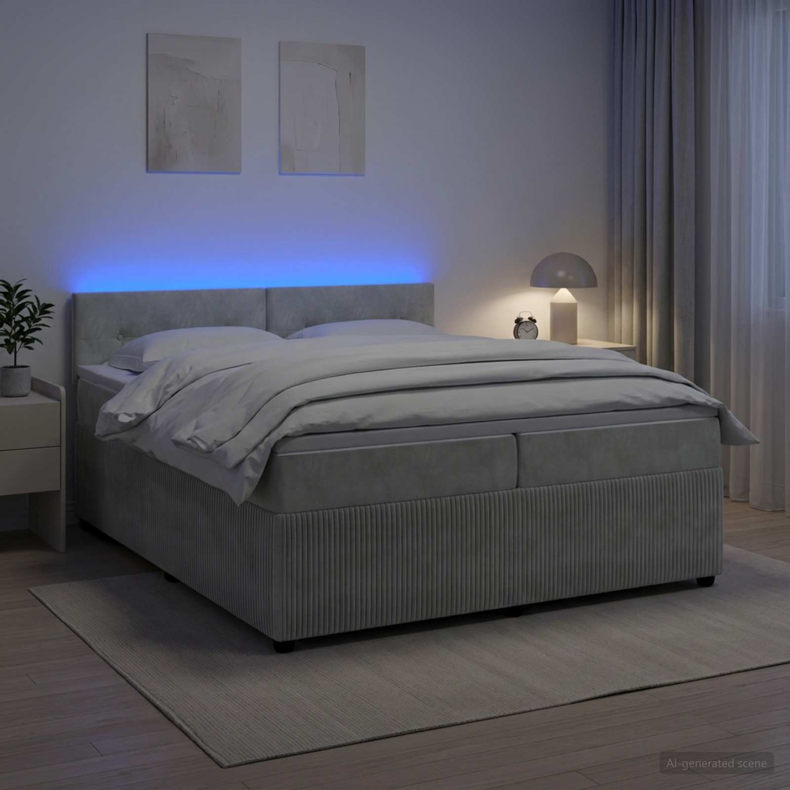 Boxspring krevet s madracem Svjetlosiva 200 x 200 cm Baršun