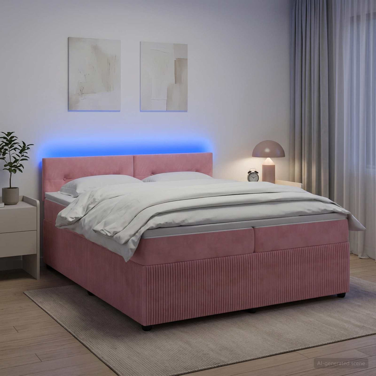 Boxspring krevet s madracem Ružičasta 200 x 200 cm Baršun