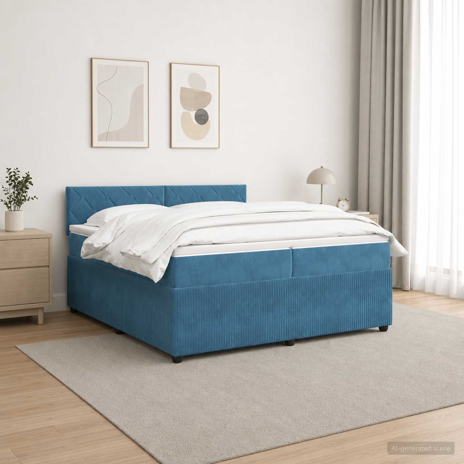 Boxspring krevet s madracem Plava 200 x 200 cm Baršun