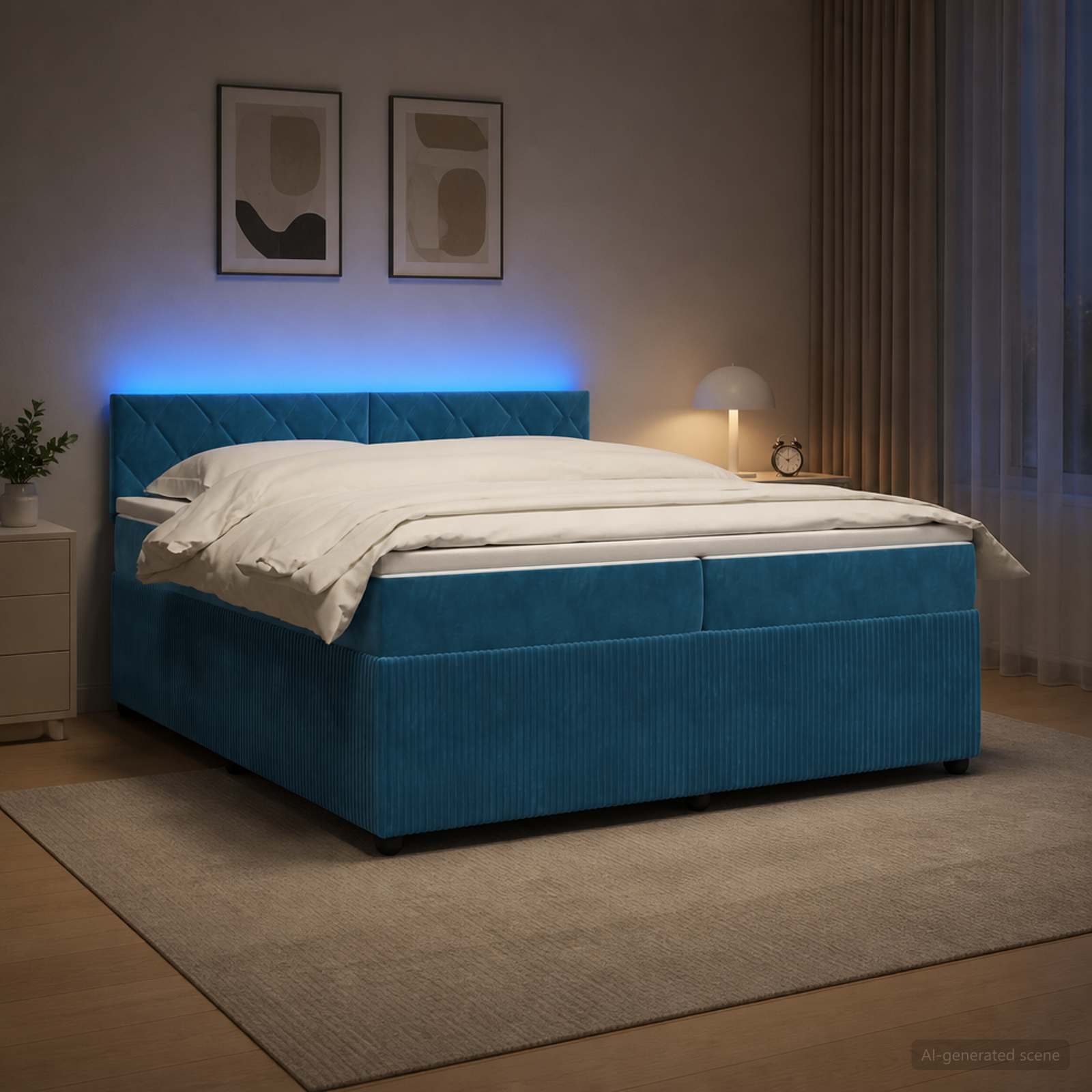 Boxspring krevet s madracem Plava 200 x 200 cm Baršun