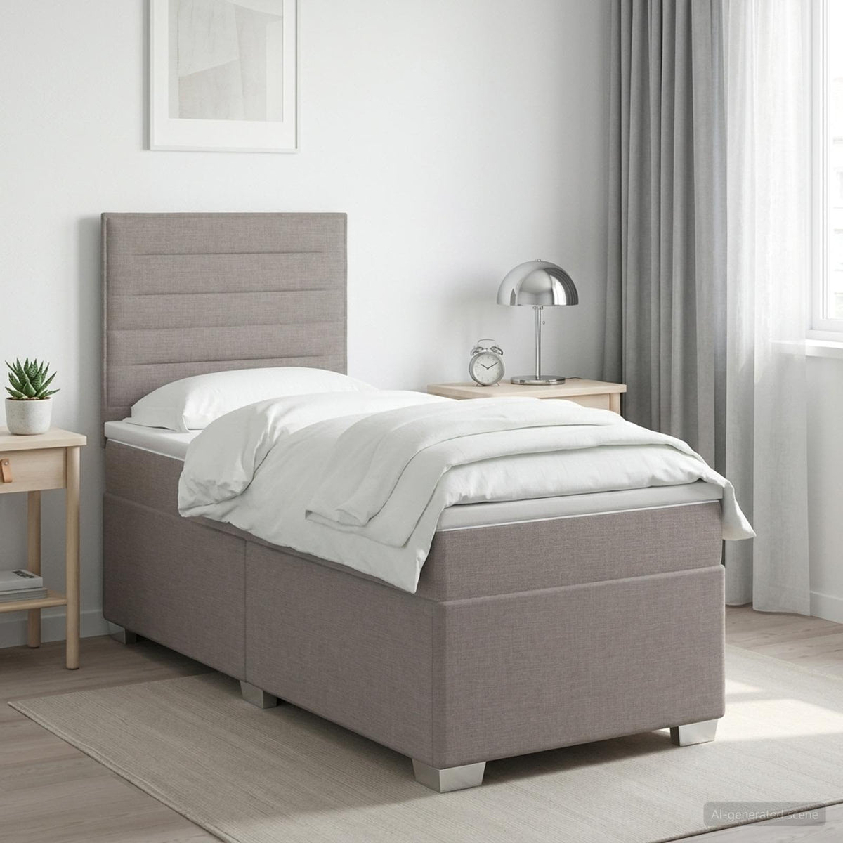 Boxspring krevet s madracem Sivosmeđa 80 x 200 cm Tkanina
