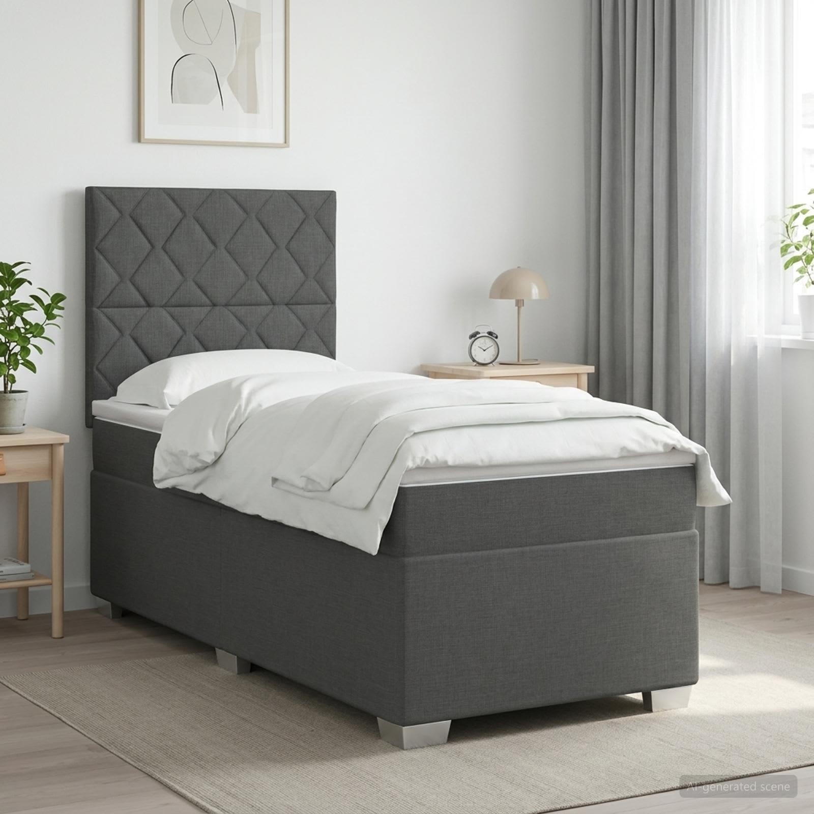 Boxspring krevet s madracem Tamnosiva 90 x 190 cm Tkanina