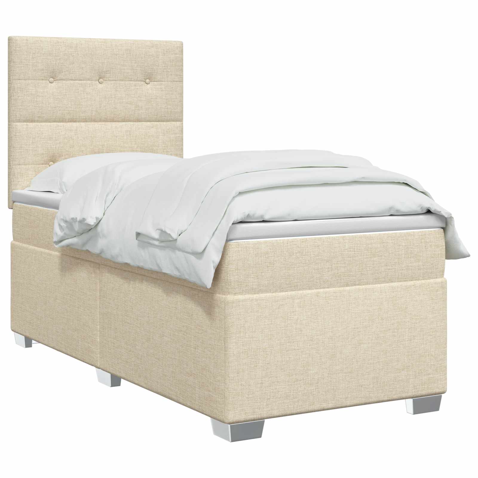 Boxspring krevet s madracem Krem 90 x 200 cm Tkanina