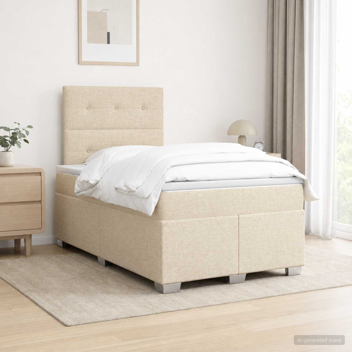 Boxspring krevet s madracem Krem 120 x 200 cm Tkanina