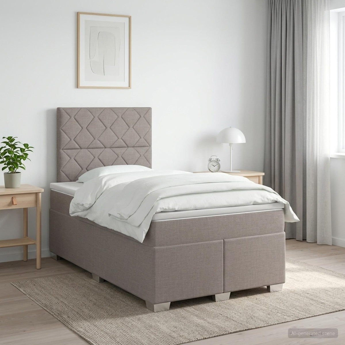 Boxspring krevet s madracem Sivosmeđa 120 x 190 cm Tkanina