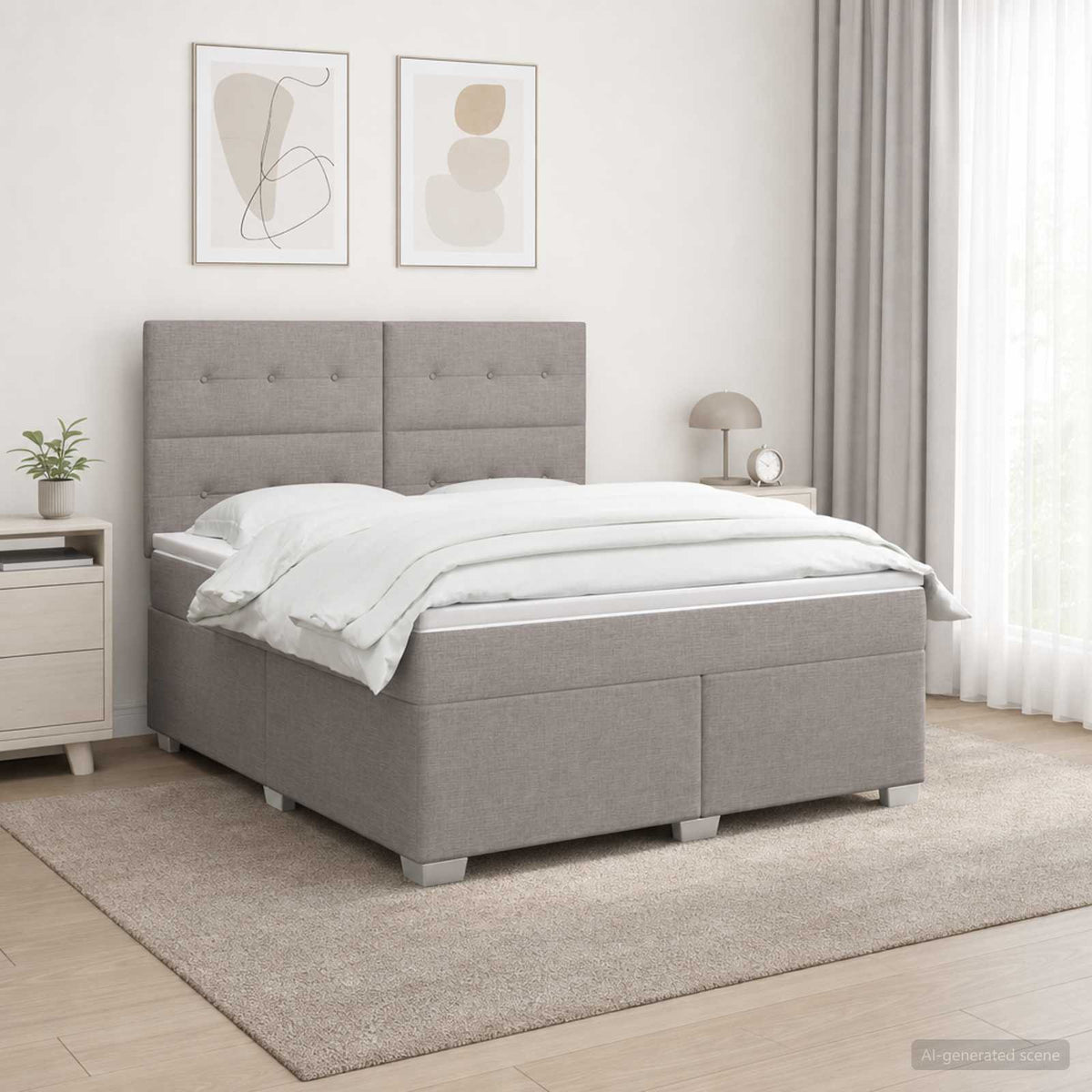 Boxspring krevet s madracem Sivosmeđa 160 x 200 cm Tkanina Smeđesiva 200 x 160 x 140.5 cm