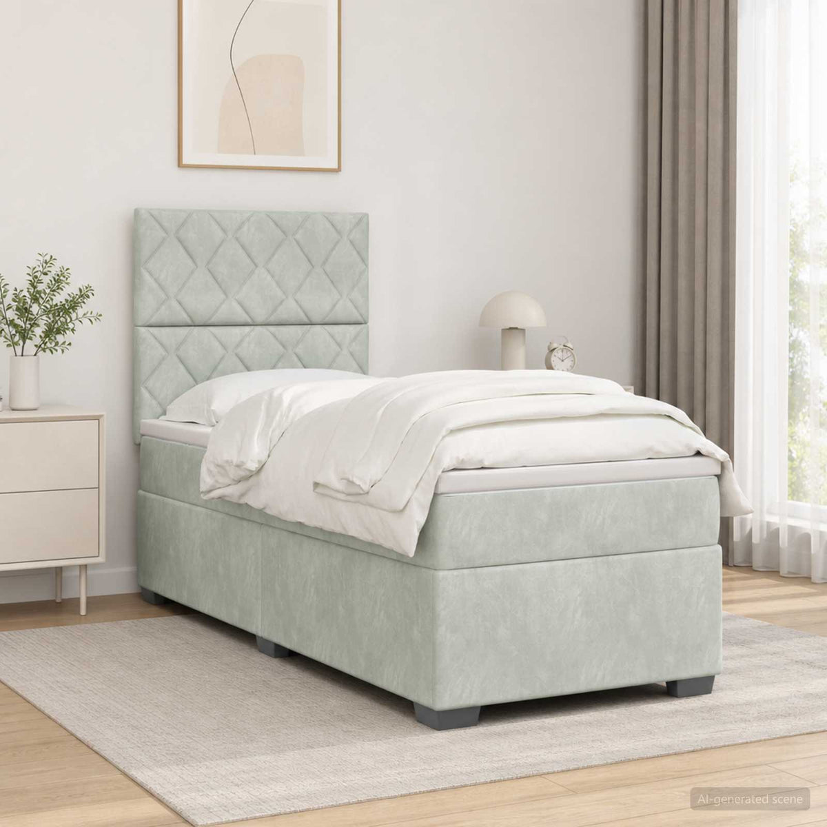 Boxspring krevet s madracem Svjetlosiva Jjedan Baršun
