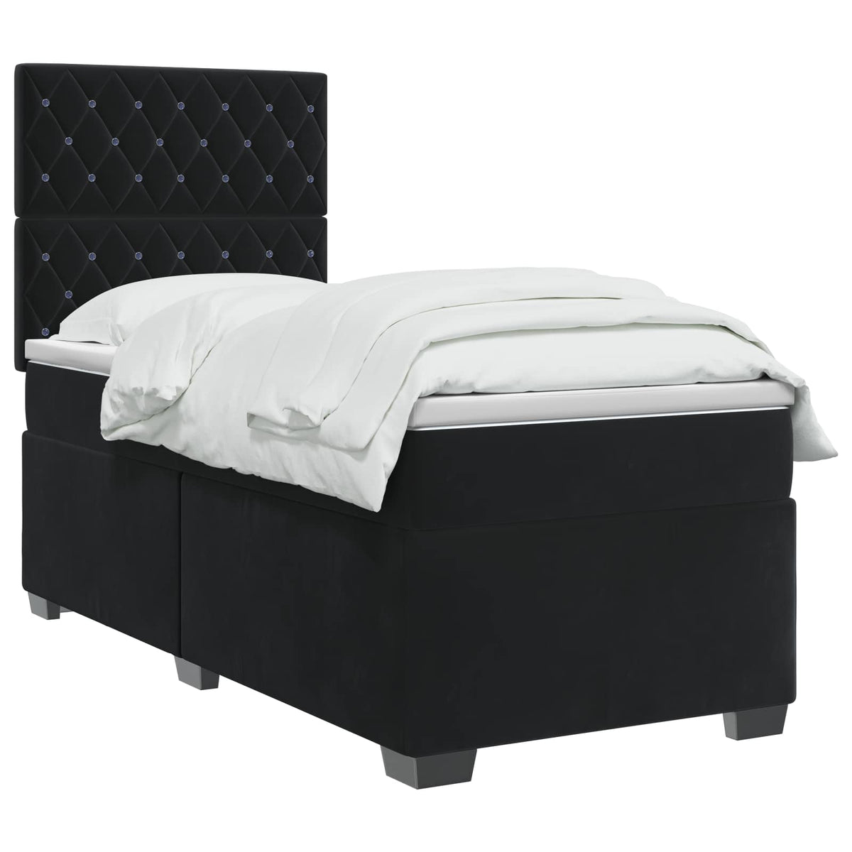 Boxspring krevet s madracem Crna 90 x 190 cm Baršun