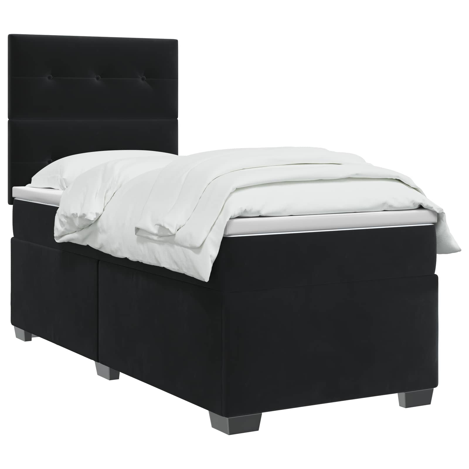 Boxspring krevet s madracem Crna 90 x 200 cm Baršun