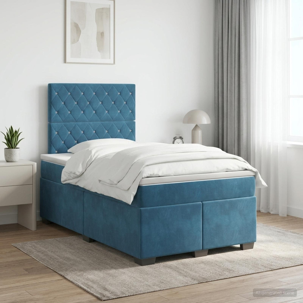 Boxspring krevet s madracem Plava 120 x 190 cm Baršun