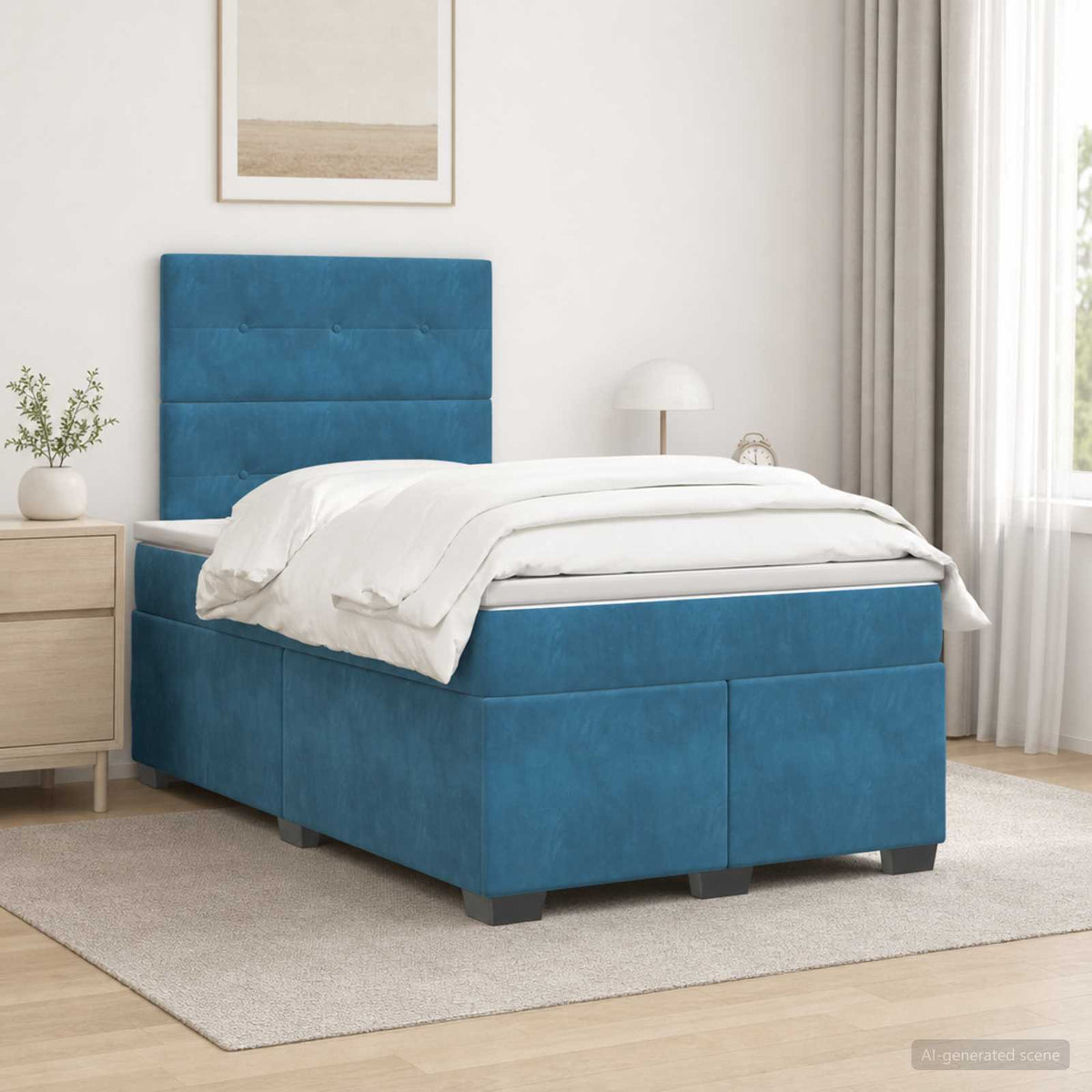 Boxspring krevet s madracem Plava 120 x 200 cm Baršun