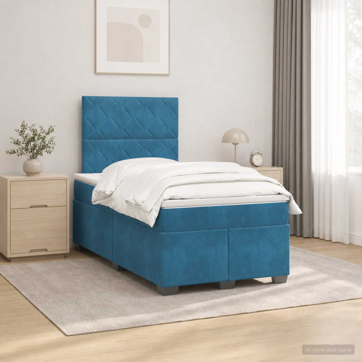 Boxspring krevet s madracem Plava 120 x 200 cm Baršun