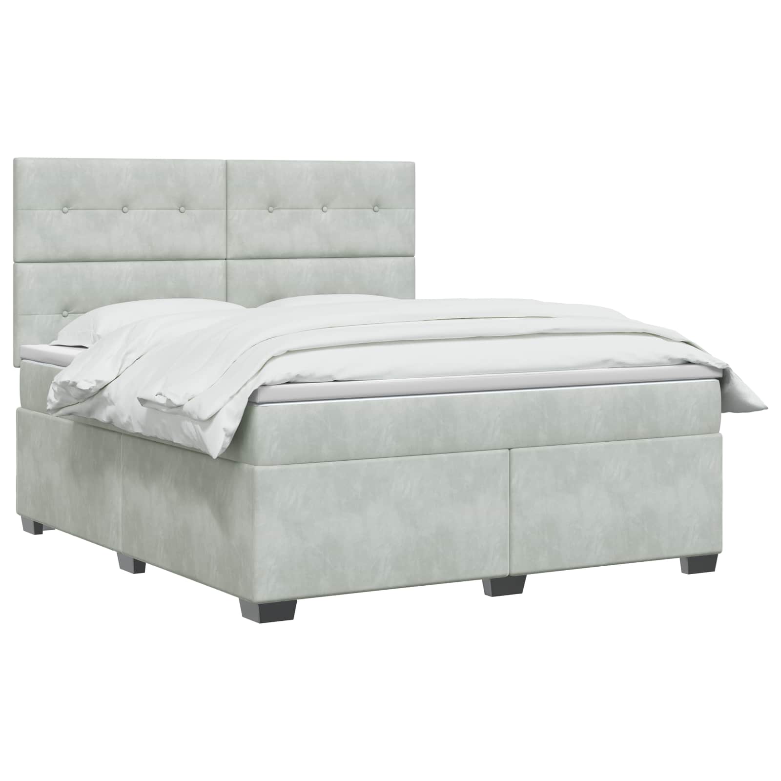 Boxspring krevet s madracem Svjetlosiva 160 x 200 cm Baršun