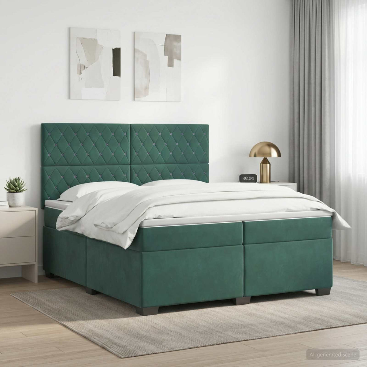 Boxspring krevet s madracem Tamnozelena 200 x 200 cm Baršun