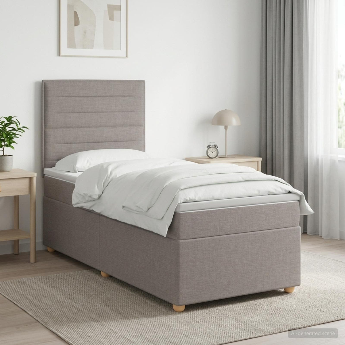 Boxspring krevet s madracem Sivosmeđa 80 x 200 cm Tkanina