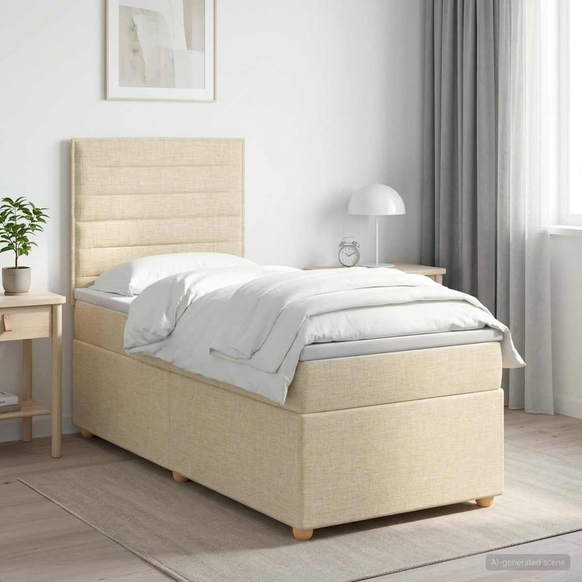 Boxspring krevet s madracem Krem 80 x 200 cm Tkanina