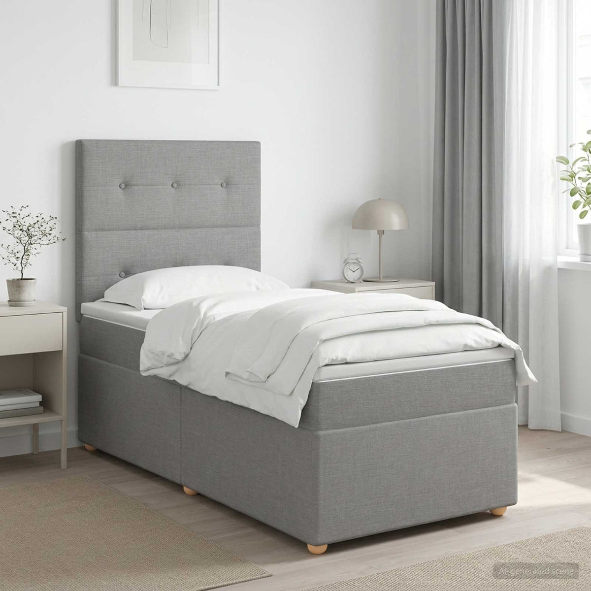 Boxspring krevet s madracem Svjetlosiva Jjedan Tkanina