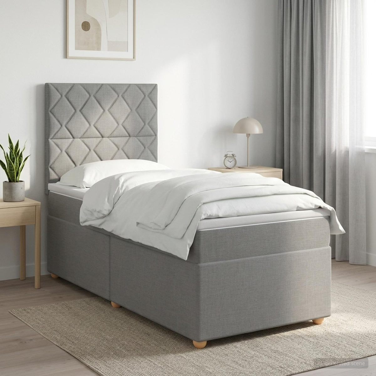 Boxspring krevet s madracem Svjetlosiva 90 x 190 cm Tkanina