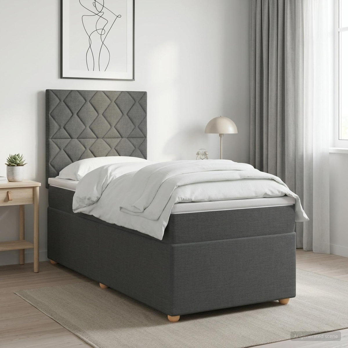 Boxspring krevet s madracem Tamnosiva 100 x 200 cm Tkanina 200 x 100 x 140.5 cm