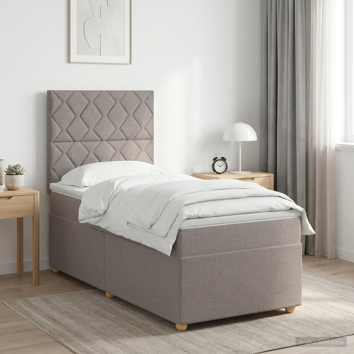 Boxspring krevet s madracem Sivosmeđa 100 x 200 cm Tkanina