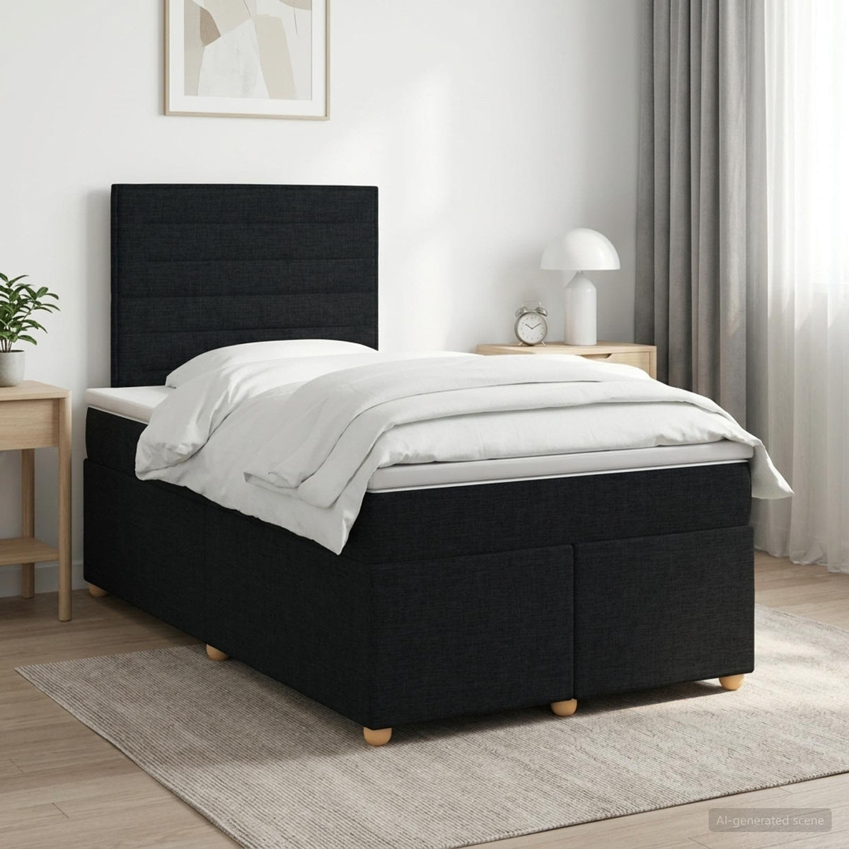 Boxspring krevet s madracem Crna 120 x 190 cm Tkanina