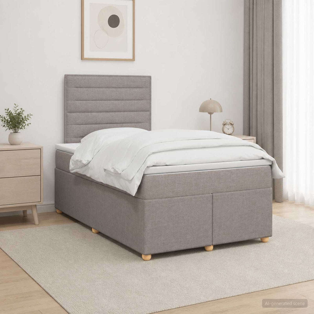 Boxspring krevet s madracem Sivosmeđa 120 x 190 cm Tkanina