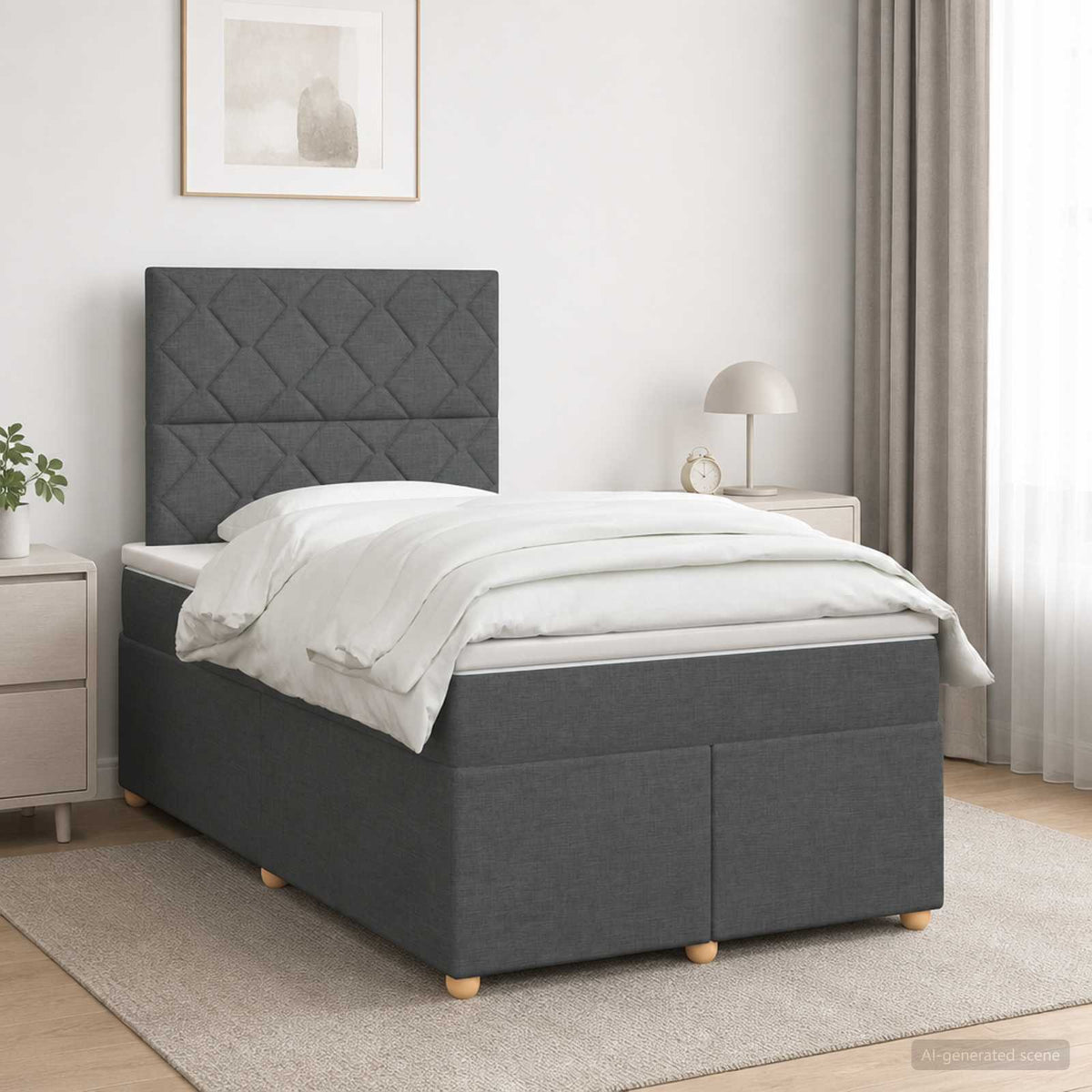 Boxspring krevet s madracem Tamnosiva 120 x 200 cm Tkanina
