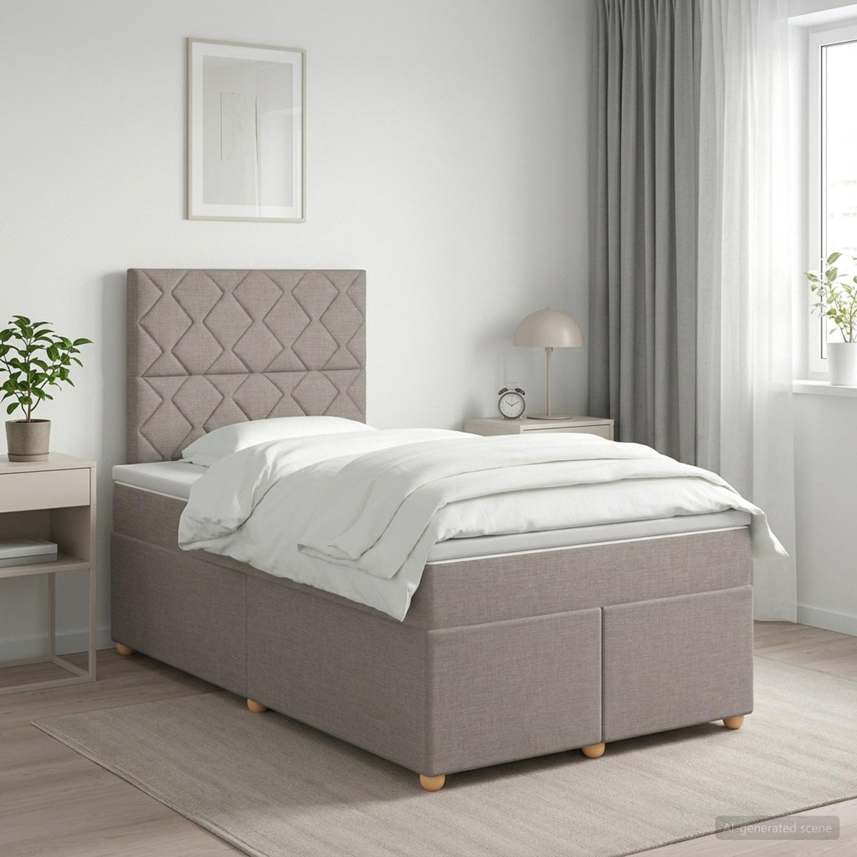 Boxspring krevet s madracem Sivosmeđa 120 x 190 cm Tkanina
